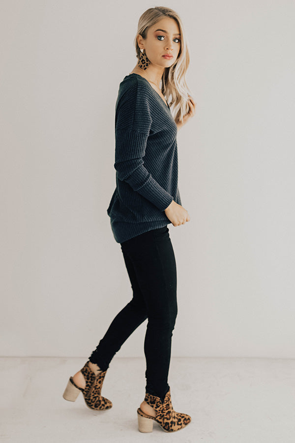 Favorite Time Of Year Tunic Sweater in Dark Teal Image - 3