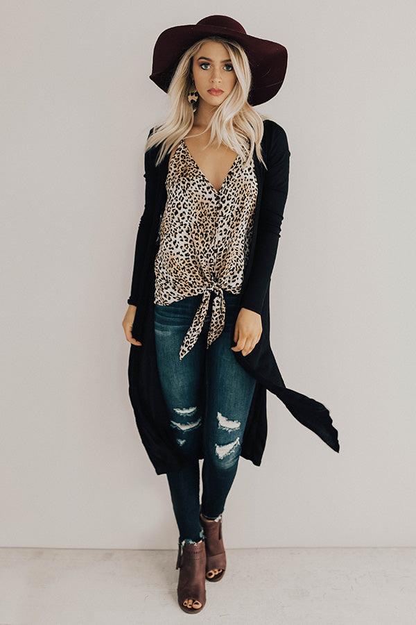 Wine In The City Duster Cardigan in Black