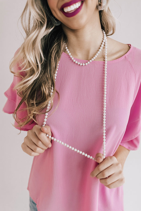 High Shine Crystal Necklace In Light Grey