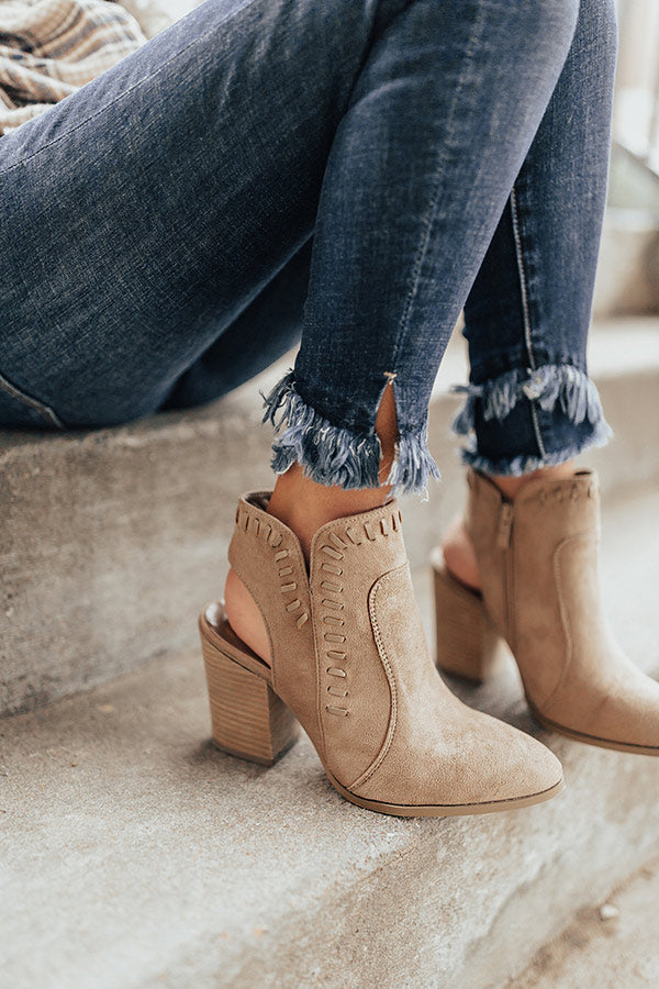 The Brynn Faux Suede Bootie in Taupe Image - 2