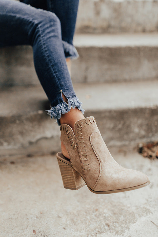 The Brynn Faux Suede Bootie in Taupe Image - 1