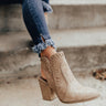 The Brynn Faux Suede Bootie in Taupe Image - 1