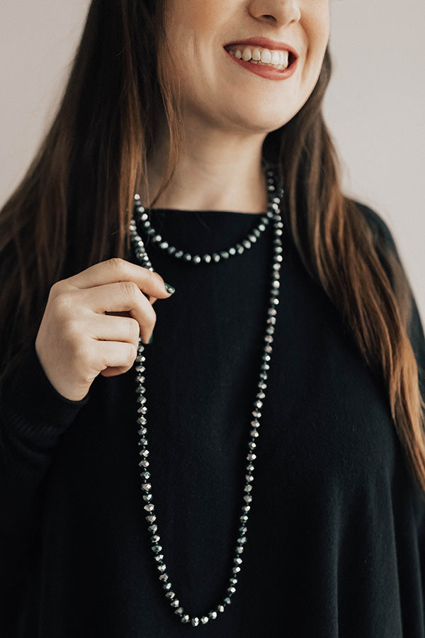 High Shine Crystal Necklace In Slate Image - 1