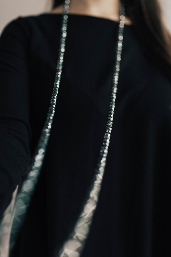 High Shine Crystal Necklace In Slate Image - 3