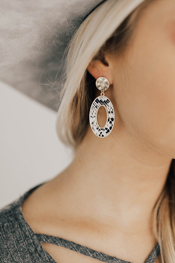 Glimpse Of Glamour Snake Print Earrings In Stone Image - 2