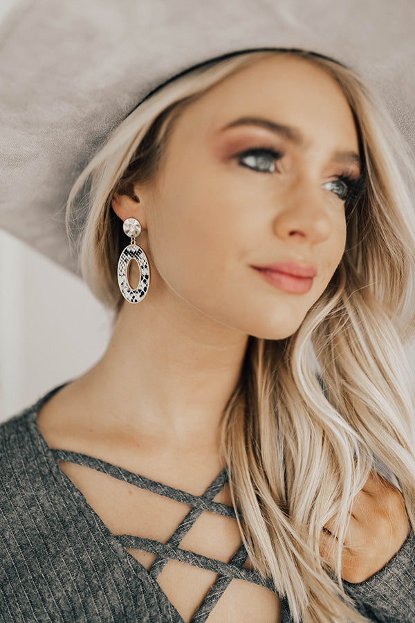 Glimpse Of Glamour Snake Print Earrings In Stone Image - 1