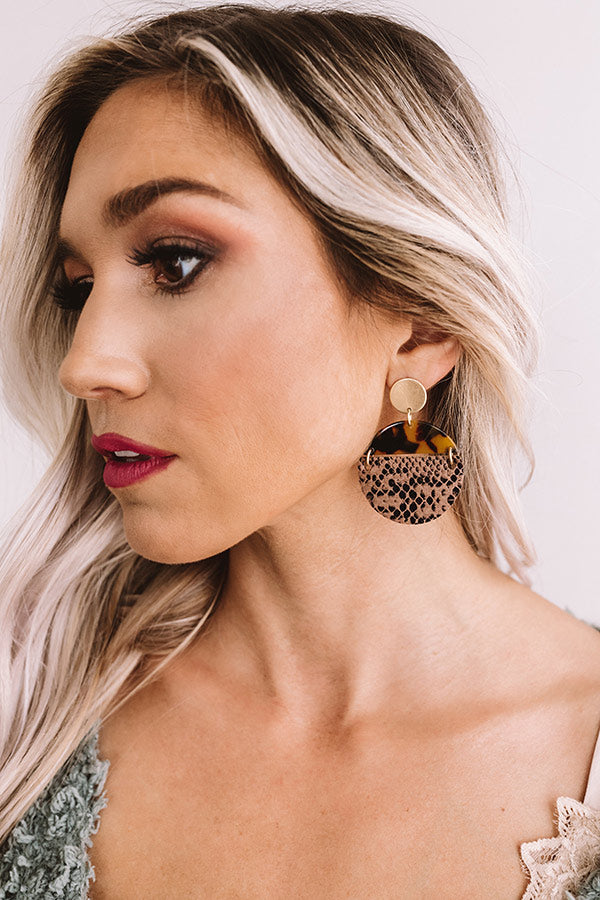 Rockstar Moment Snake Print Earrings In Brown