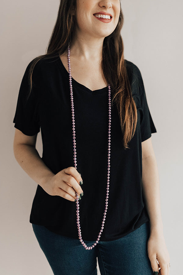 High Shine Crystal Necklace In Dark Lavender