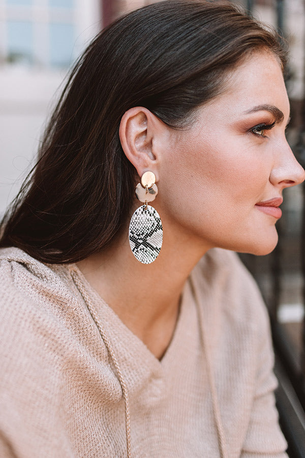 Party Starter Snake Print Earrings In Birch