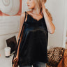 Date Night In Paris Satin Tank In Black Image - 1