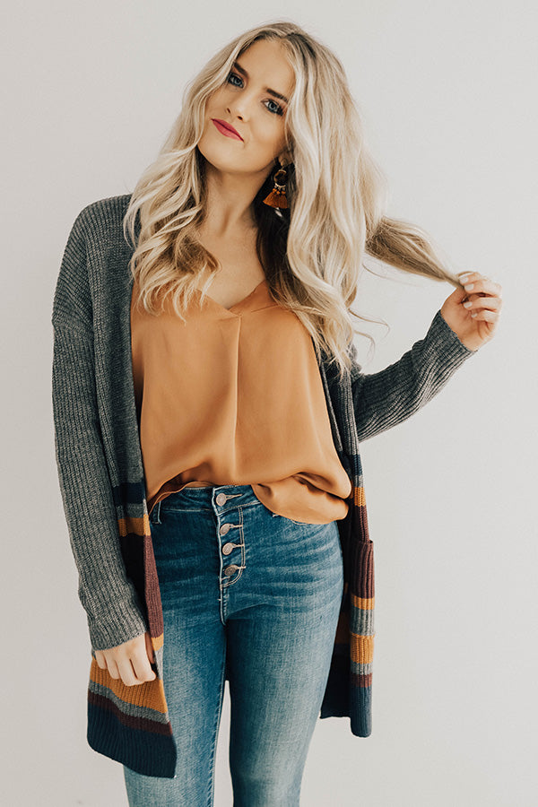 Snowflake Fabulous Stripe Cardigan in Grey Image - 1
