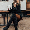 The Haven Faux Suede Knee High Boot in Black Image - 1