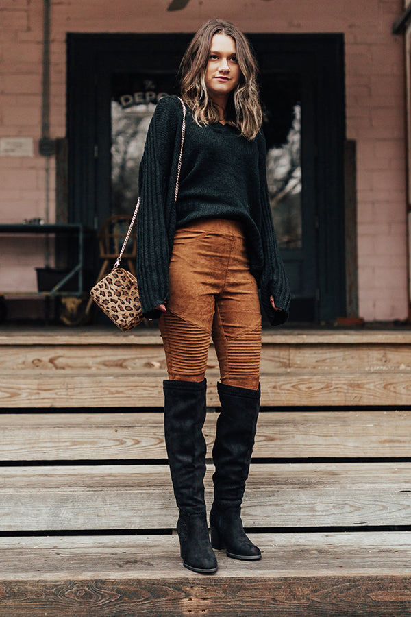 The Haven Faux Suede Knee High Boot in Black Image - 4