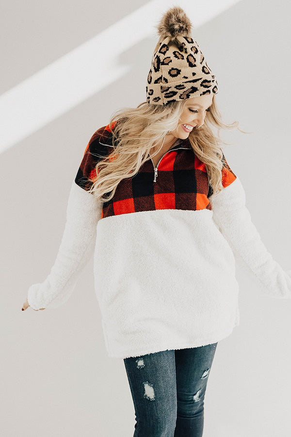 Printed And Posh Fuzzy Pullover in Buffalo Check Image - 1