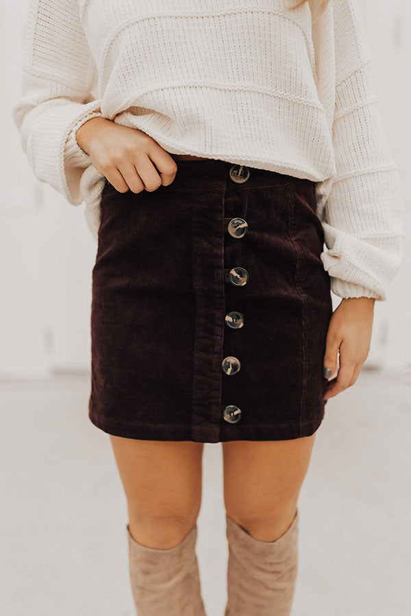 Squad Goals Button Up Skirt in Windsor Wine