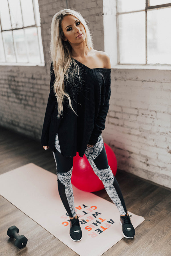 Long Weekend Waffle Knit Tunic In Black