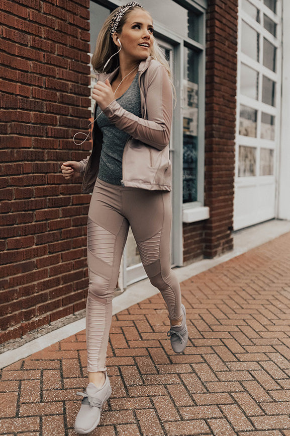 Goal Digger High Waist Moto Legging in Dusty Purple