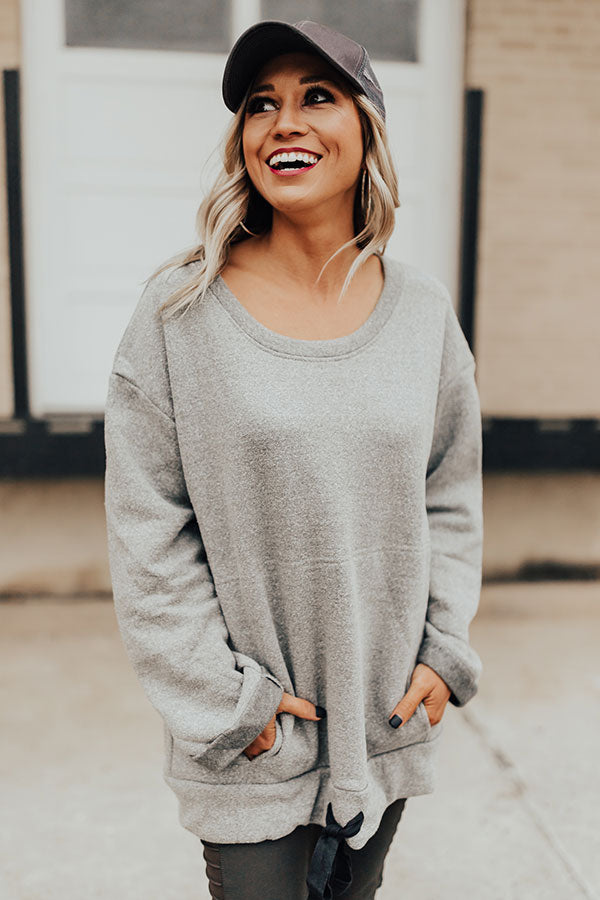 Barre And Brunch Tunic Sweater In Grey
