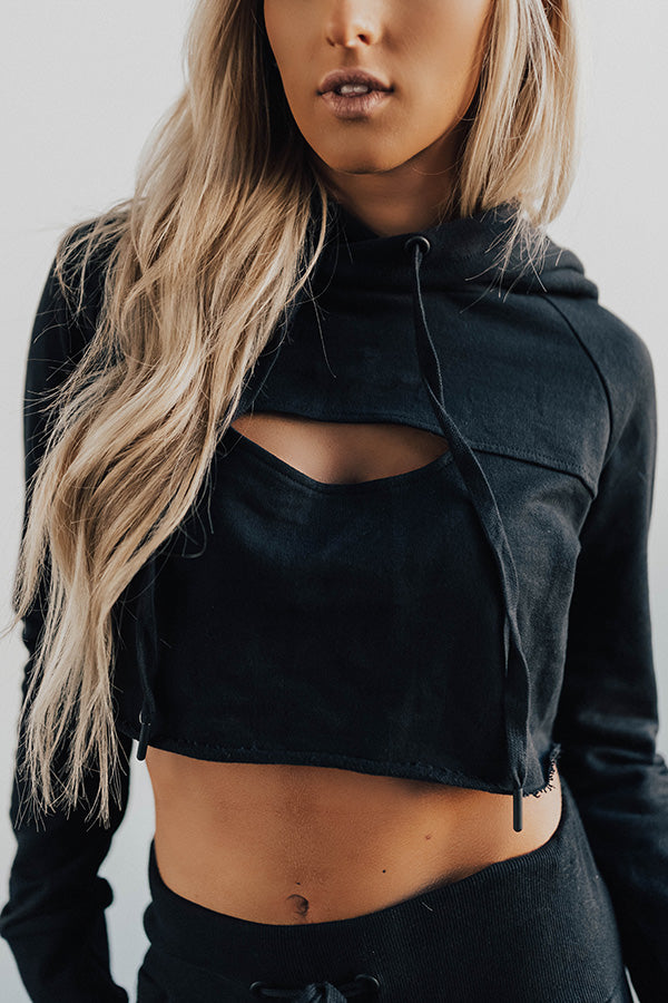 Raise The Barre Crop Hoodie In Black