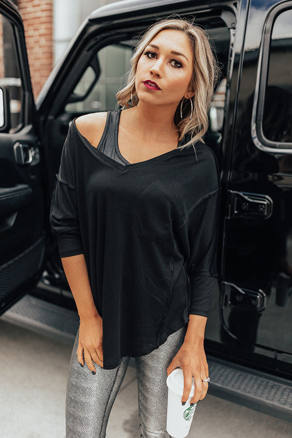 Weekend Chill Shift Top in Black