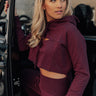 Raise The Barre Crop Hoodie In Windsor Wine Image - 1