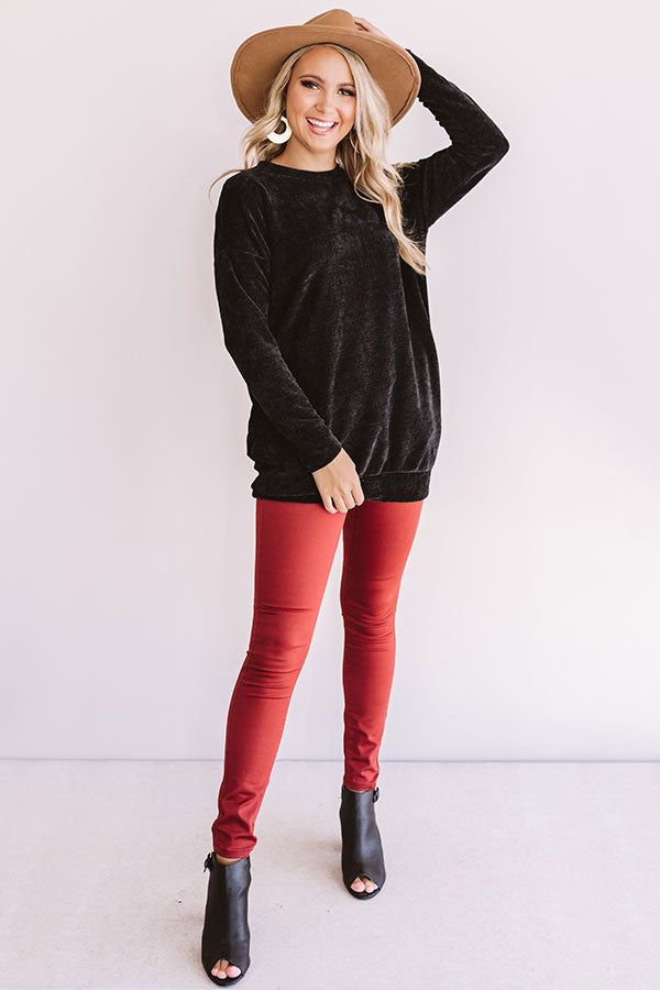 Street Style Tunic Sweater In Black