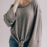 Ready For Rome Waffle Knit Tie Top in Lilac Grey Image - 1