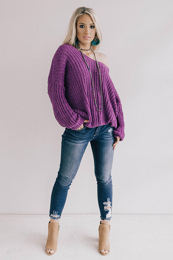 Eye Candy Tunic Sweater In Purple