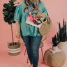 Paradise Is Calling Embroidered Shift Top In Turquoise Curves Image - 1