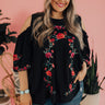 Paradise Is Calling Embroidered Shift Top In Black Curves Image - 1