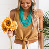Patio Weather Ribbed Tie Tank In Mustard Image - 1