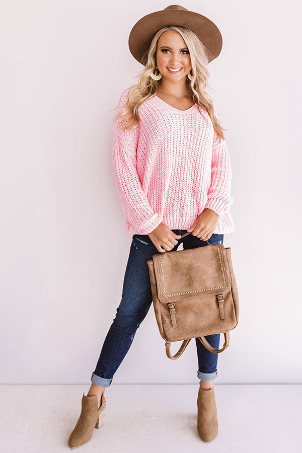 Eye Candy Tunic Sweater in Light Pink