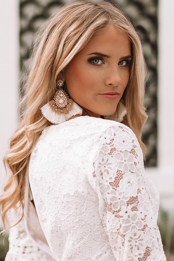 Twirling On The Terrace Earrings In Ivory