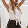 Patio Weather Ribbed Tie Tank In Ivory Image - 1