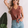Patio Weather Ribbed Tie Tank In Rustic Rose Image - 1