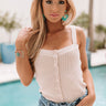 Cali Cruising Button Up Ribbed Tank In Cream Image - 1