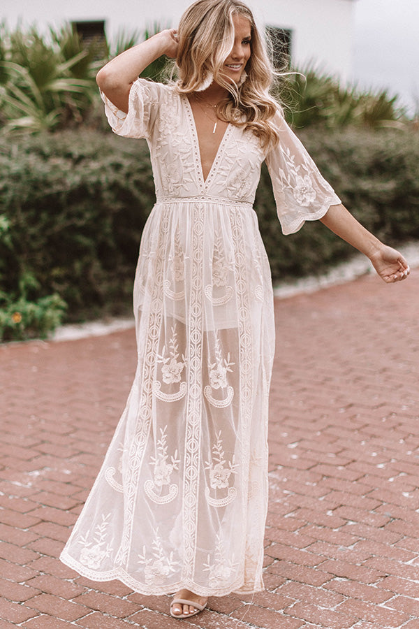 Lovely In London Lace Maxi In Cream