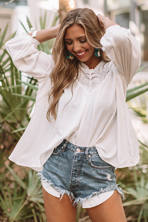 Seriously Crushing Eyelet Top In White Image - 1
