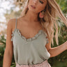Living It Up In L.A. Ruffle Tank In Pear Image - 1