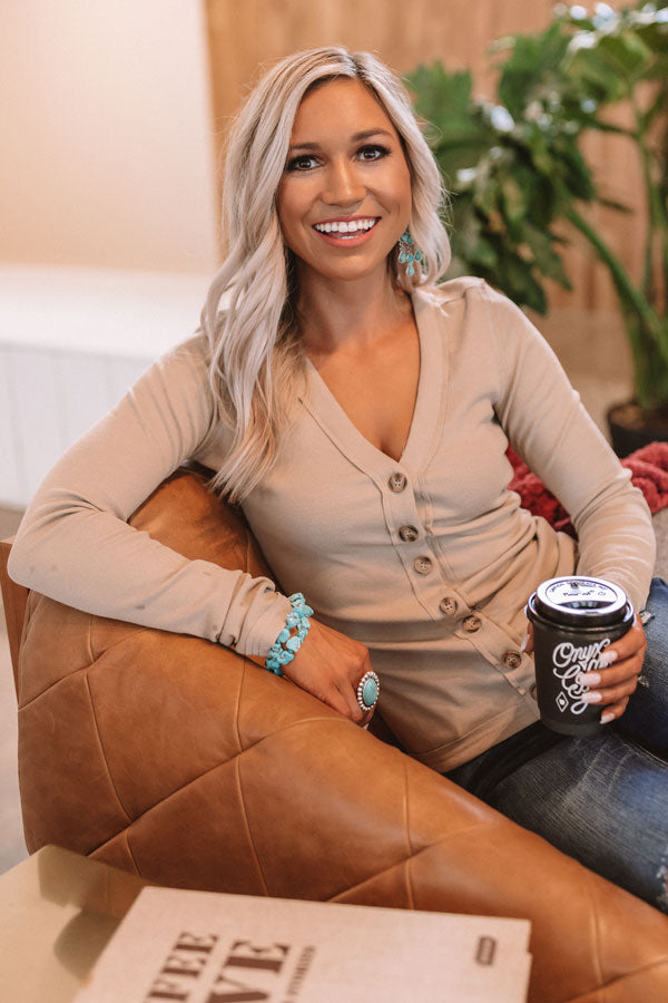 The Best Thing Button Down Top In Taupe