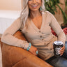 The Best Thing Button Down Top In Taupe Image - 1