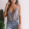 Out Last Night Satin Bodysuit In Dark Heirloom Lilac Image - 1