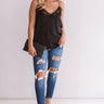 Flirting With Fate Satin Tank In Black Image - 1