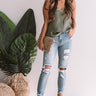 Flirting With Fate Satin Tank In Olive Image - 1