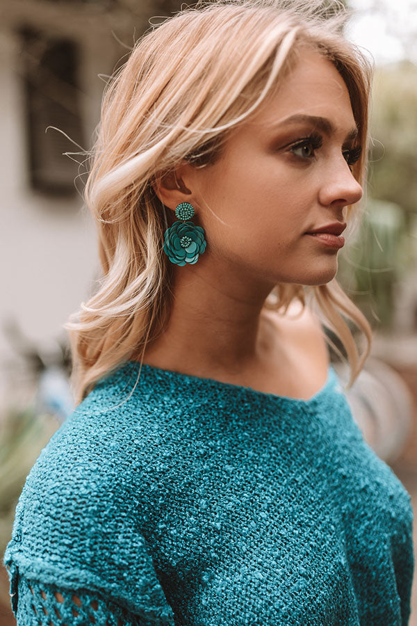 Keep It Tropical Earrings In Teal