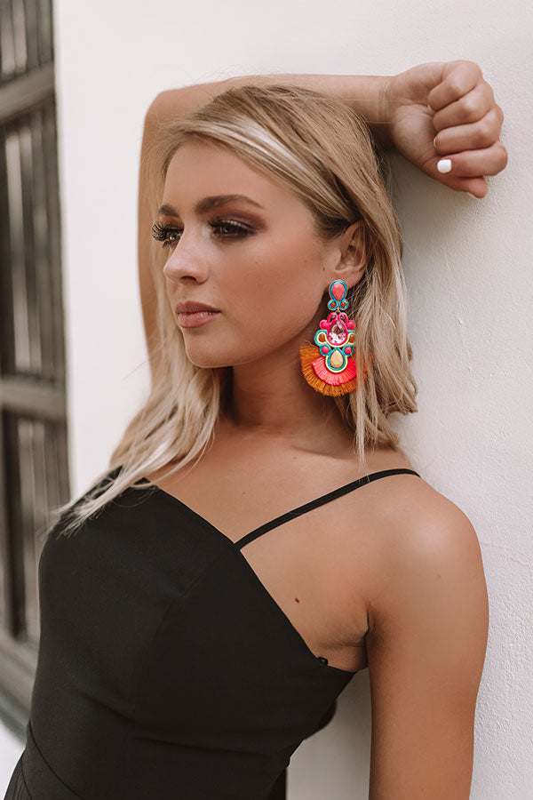 Yacht Club Calling Earrings In Tangerine