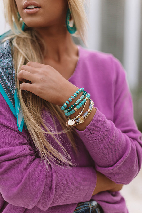 Mykonos Meet Up Bracelet Set In Turquoise
