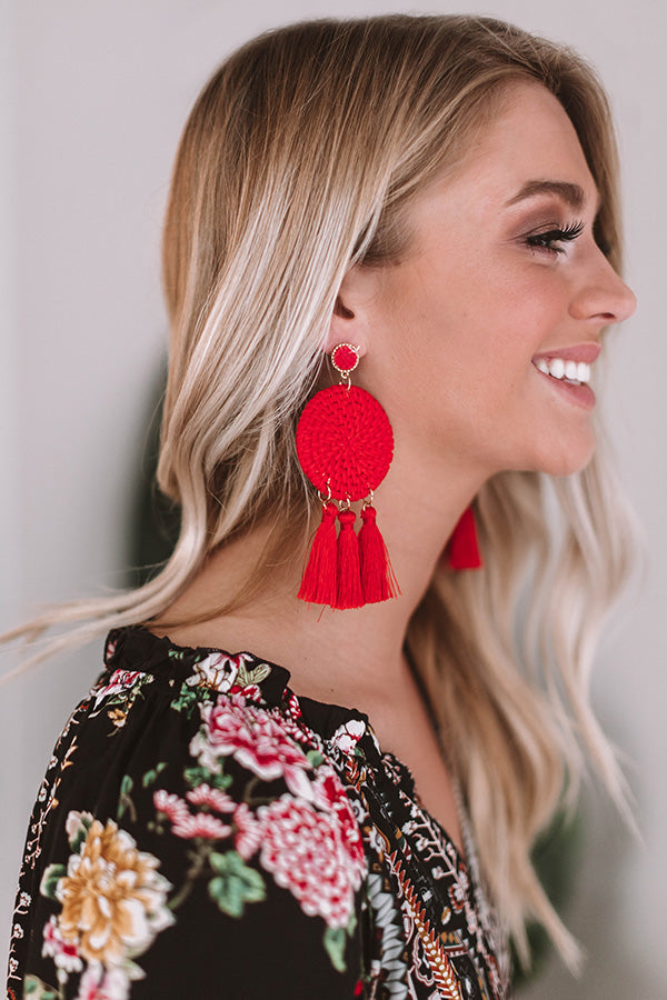 Wine and Amore Earrings In Red