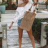 Better By The Beach Netted Bucket Bag In Tan Image - 1
