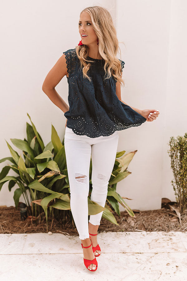 Swoonworthy Eyelet Top in Navy